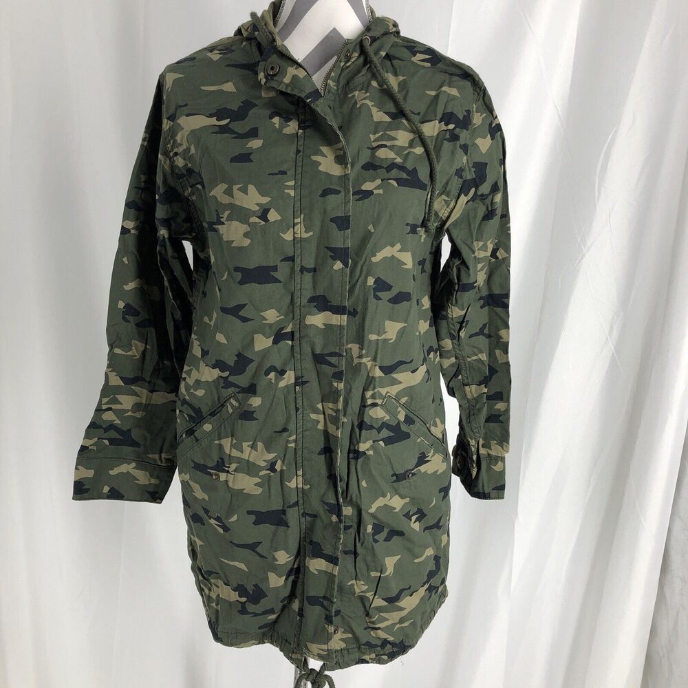 Nordstrom BP Jacket Womens Small Camo Camouflage Utility Full Zip Hooded